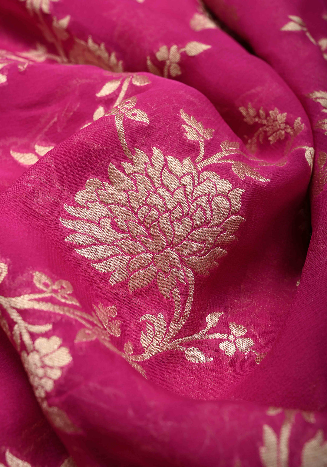 Magenta Banarasi georgette silk saree with water Zari Floral jaal with zari border | SILK MARK CERTIFIED