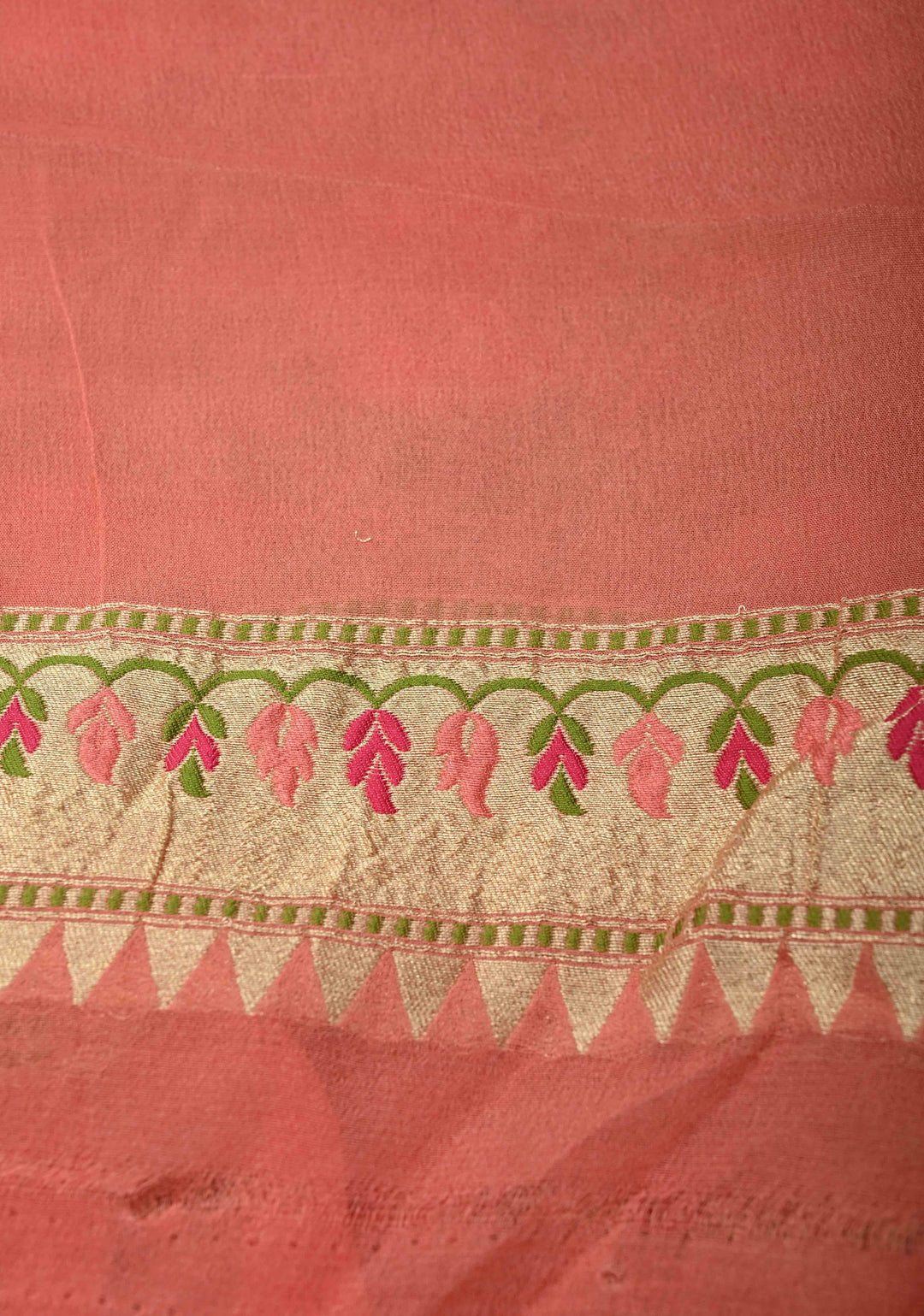 Gray  Banarasi Silk Georgette Saree with Meenakari Floral Jaal and Zari Border | SILK MARK CERTIFIED