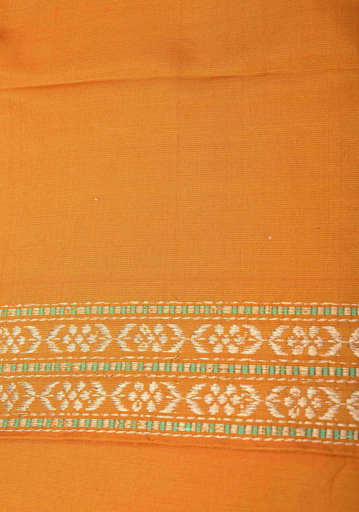 Mustard Orange  Dual tone Banarasi Pure Katan Silk Saree with Meenakari Floral Skirt Border border | SILK MARK CERTIFIED