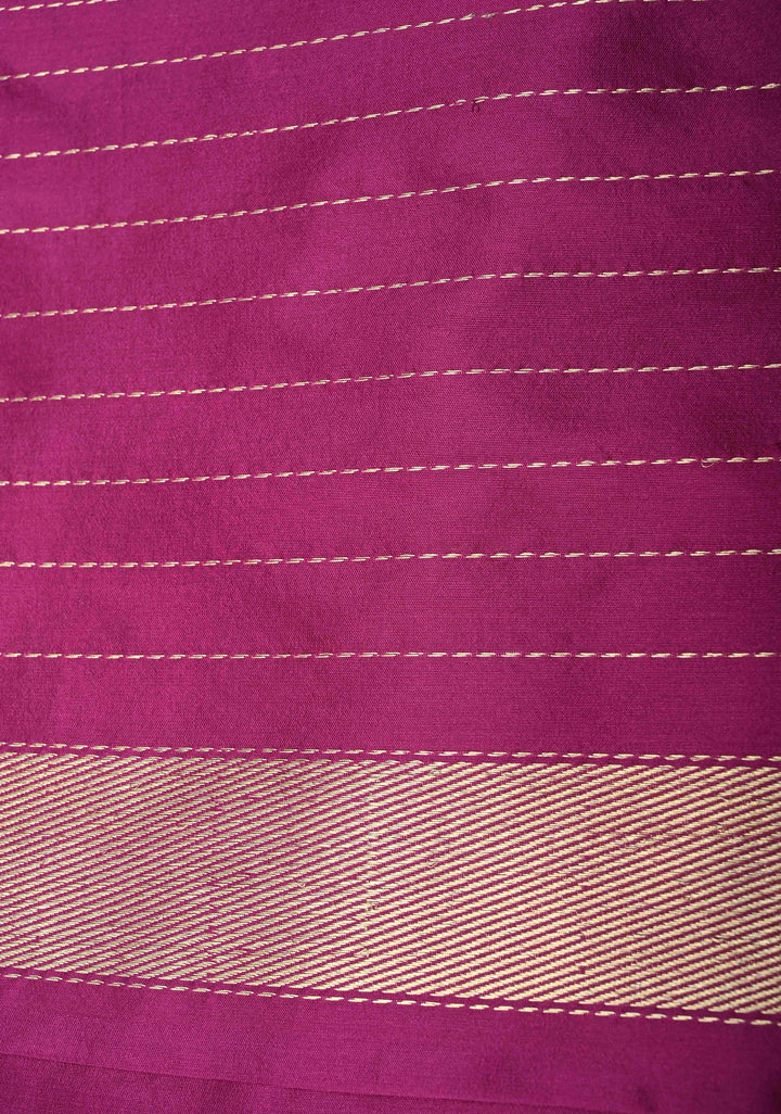 Deep Plum Banarasi Pure Katan Silk Saree with Sona Rupa Buttas and Meenakari Skirt Zari Border | SILK MARK CERTIFIED