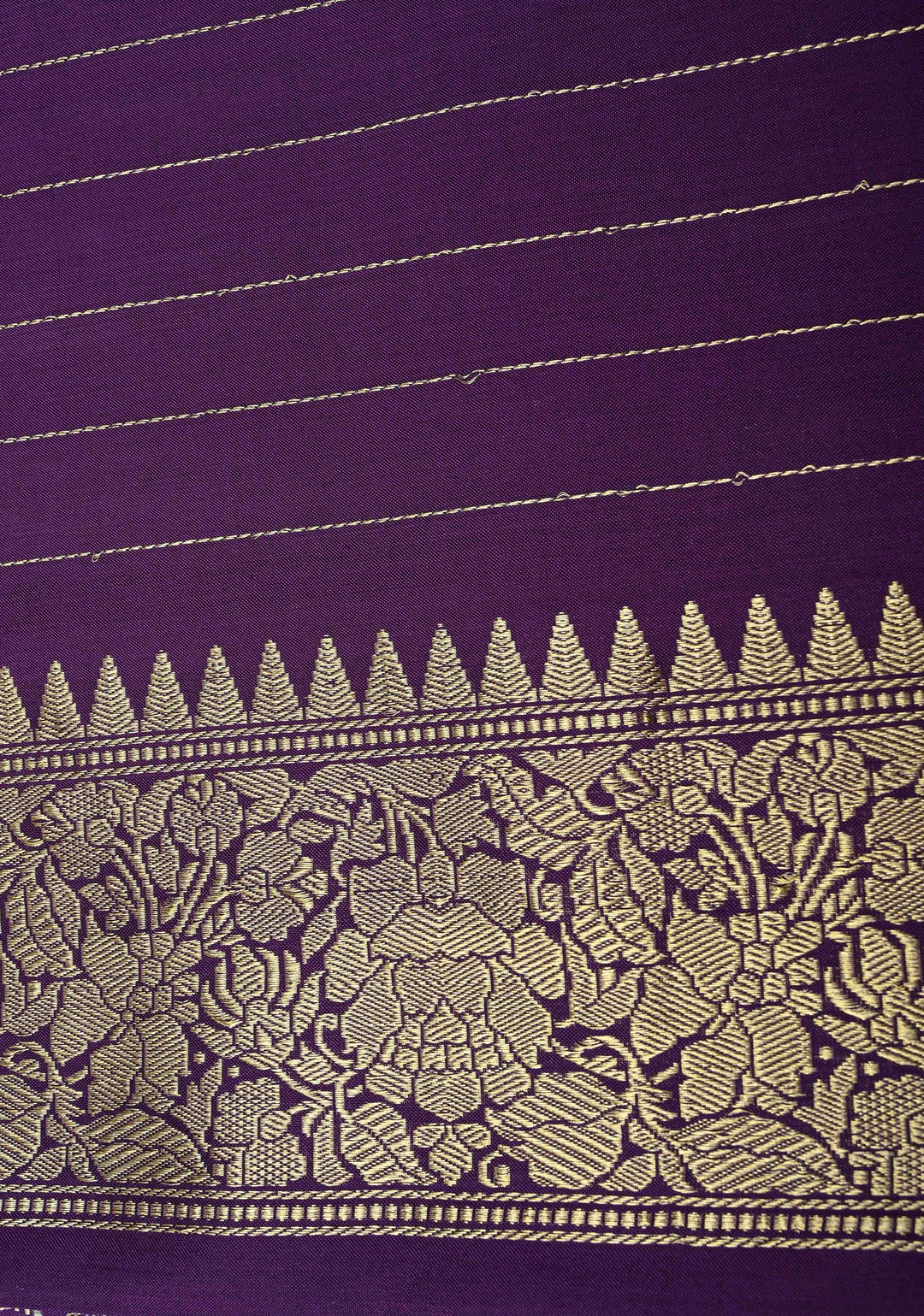 Rangkaat Kadhuwa Banarasi Silk Saree with Diagonal Zari stripes and zari Border | SILK MARK CERTIFIED