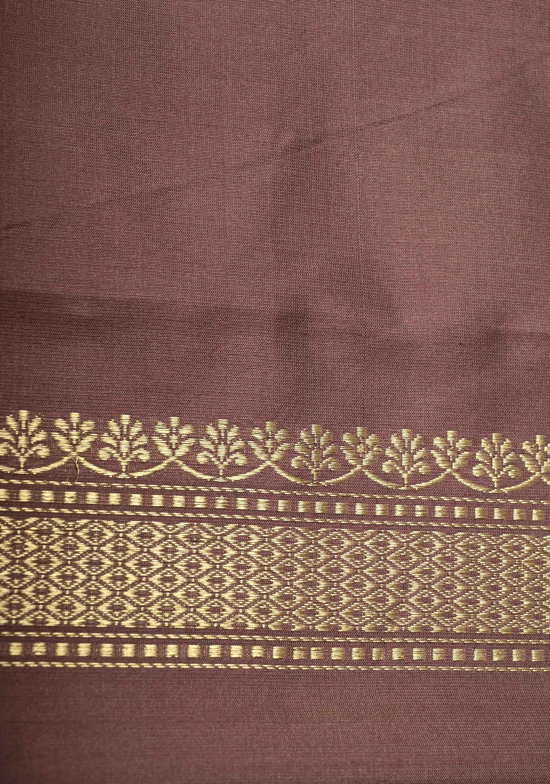 Brown-Purple Banarasi Katan Silk Saree with Meenakari Floral and Zari Border | SILK MARK CERTIFIED