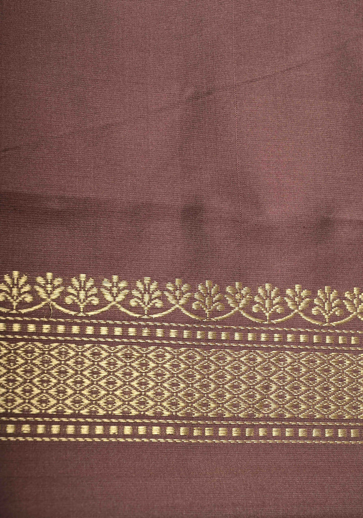 Brown-Purple Banarasi Katan Silk Saree with Meenakari Floral and Zari Border | SILK MARK CERTIFIED