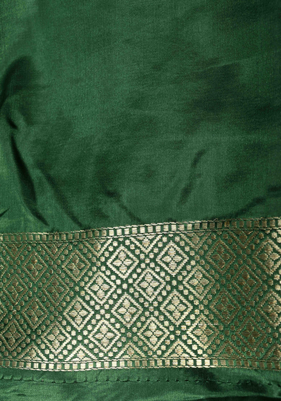 Bottle Green Pure Banarasi Mashru Silk Saree with  Meenakari Floral Butta and Zari Border | SILK MARK CERTIFIED | SHOBITAM