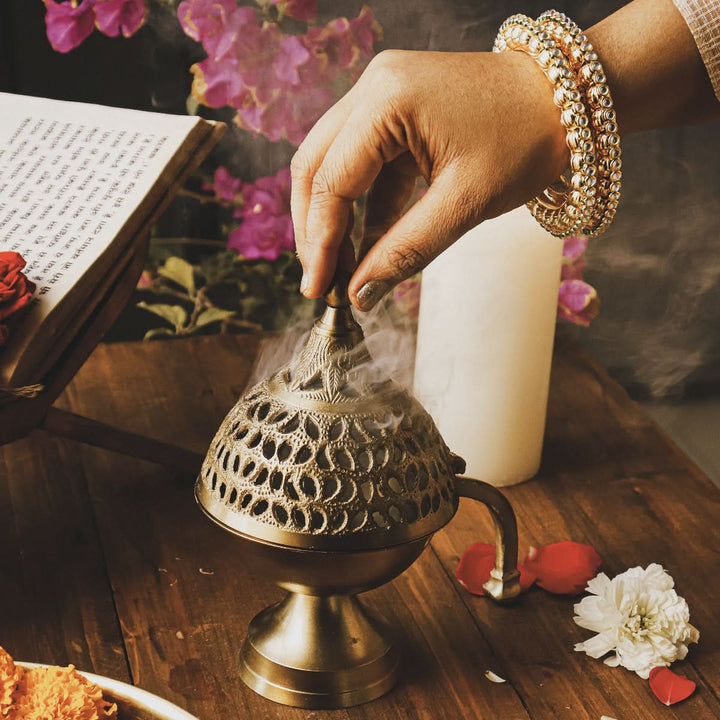 Brass Heritage Handheld Loban Burner Dhoop Dani