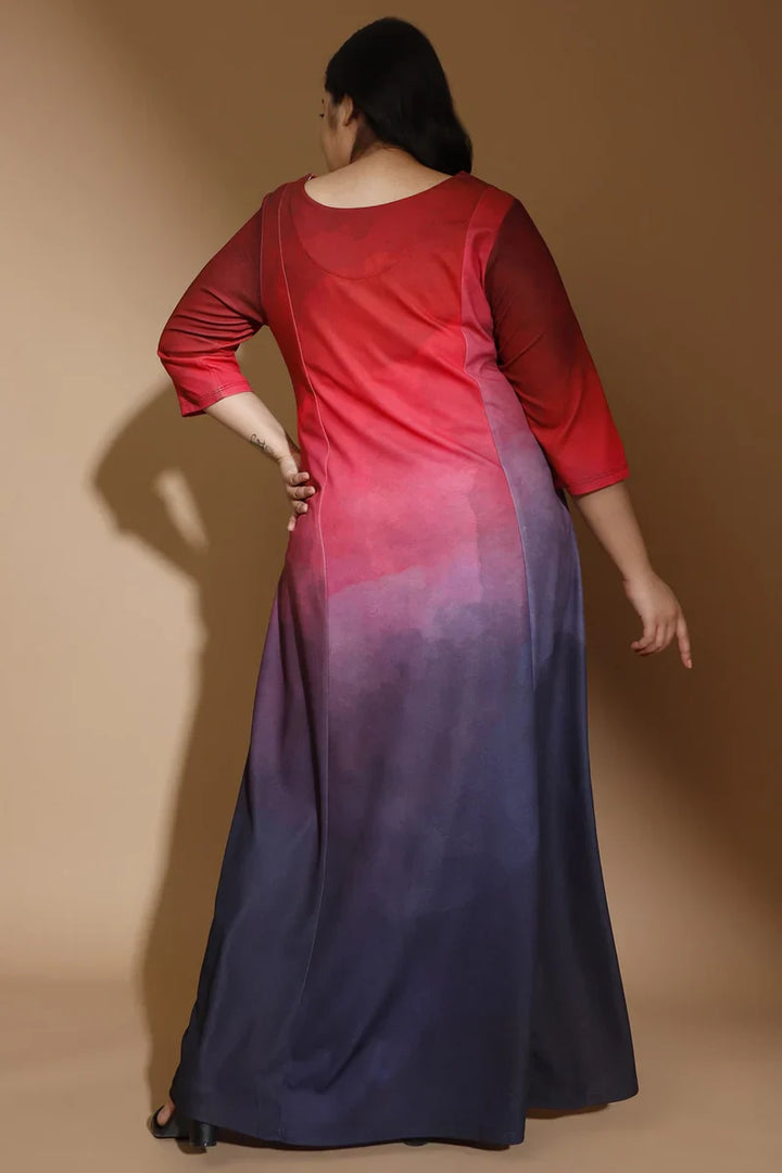 Crimson Midnight Ombre Dress in Polyester Spandex Fabric for Women | Made to Order