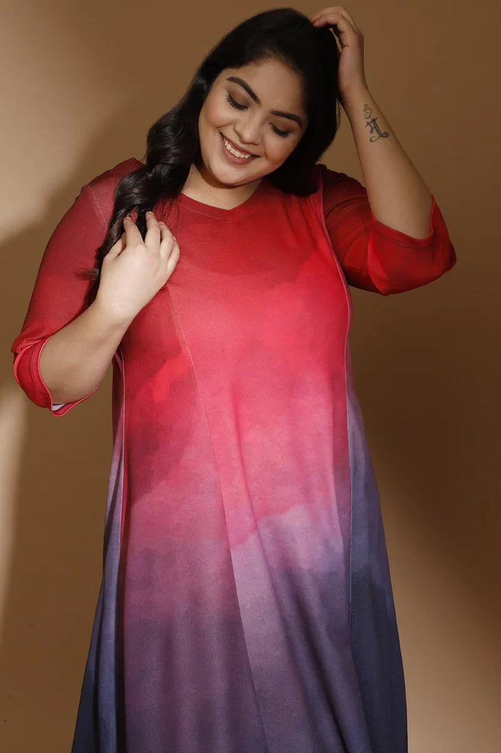 Crimson Midnight Ombre Dress in Polyester Spandex Fabric for Women | Made to Order