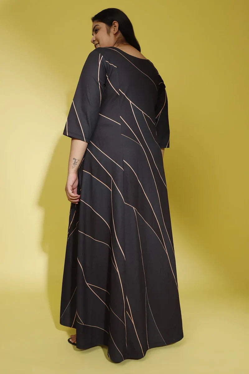 Teal Black Sculpted Cocktail Dress in Polyester Spandex Fabric for Women | Made to Order