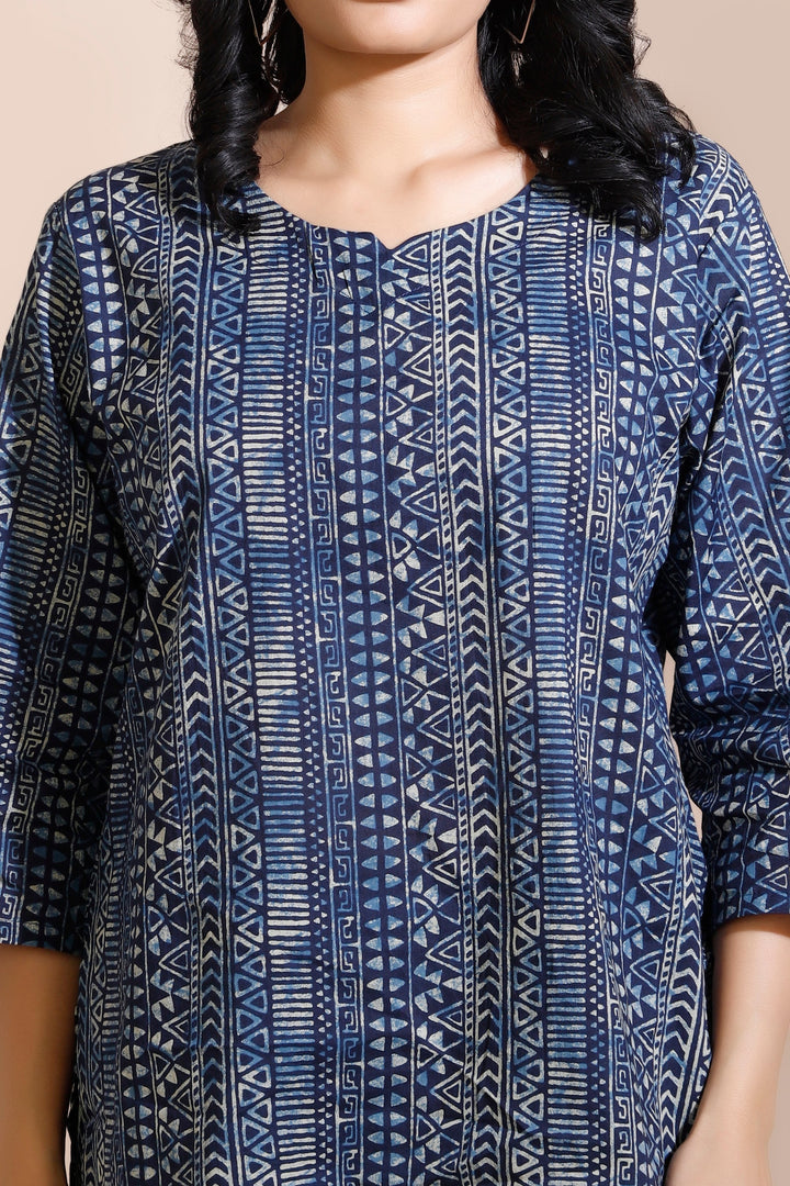 Nitara Blue Abstract Print Cotton Co-ord Set | SHOBITAM