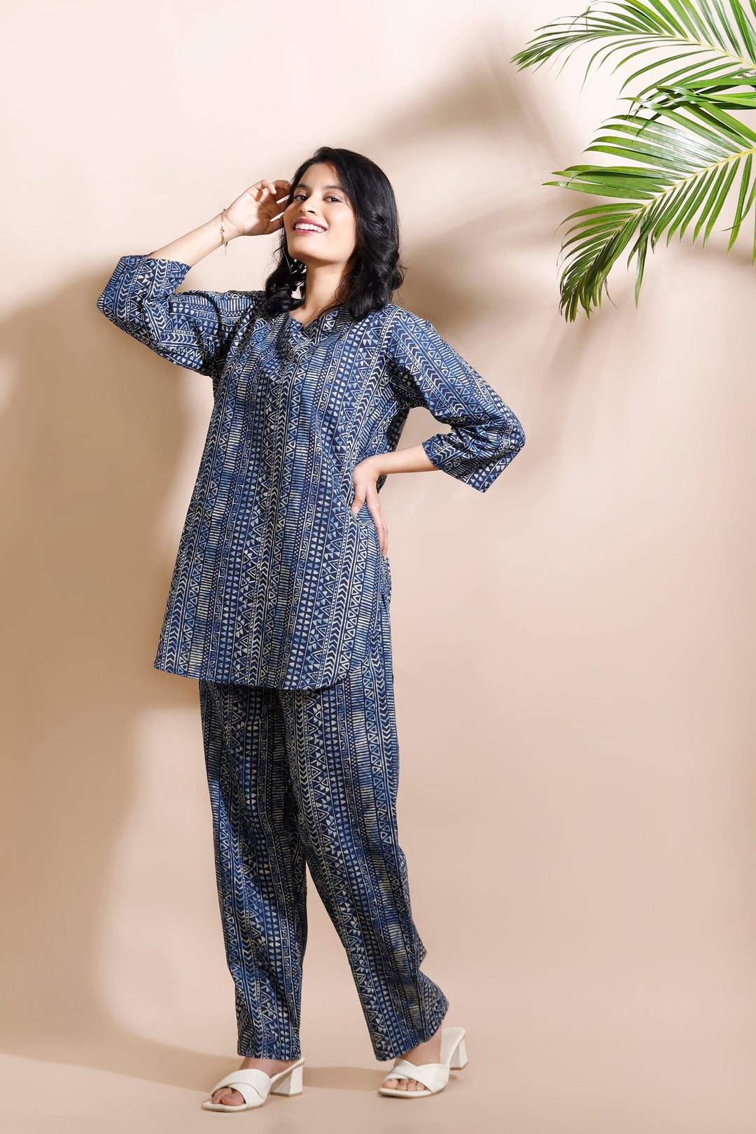 Nitara Blue Abstract Print Cotton Co-ord Set | SHOBITAM