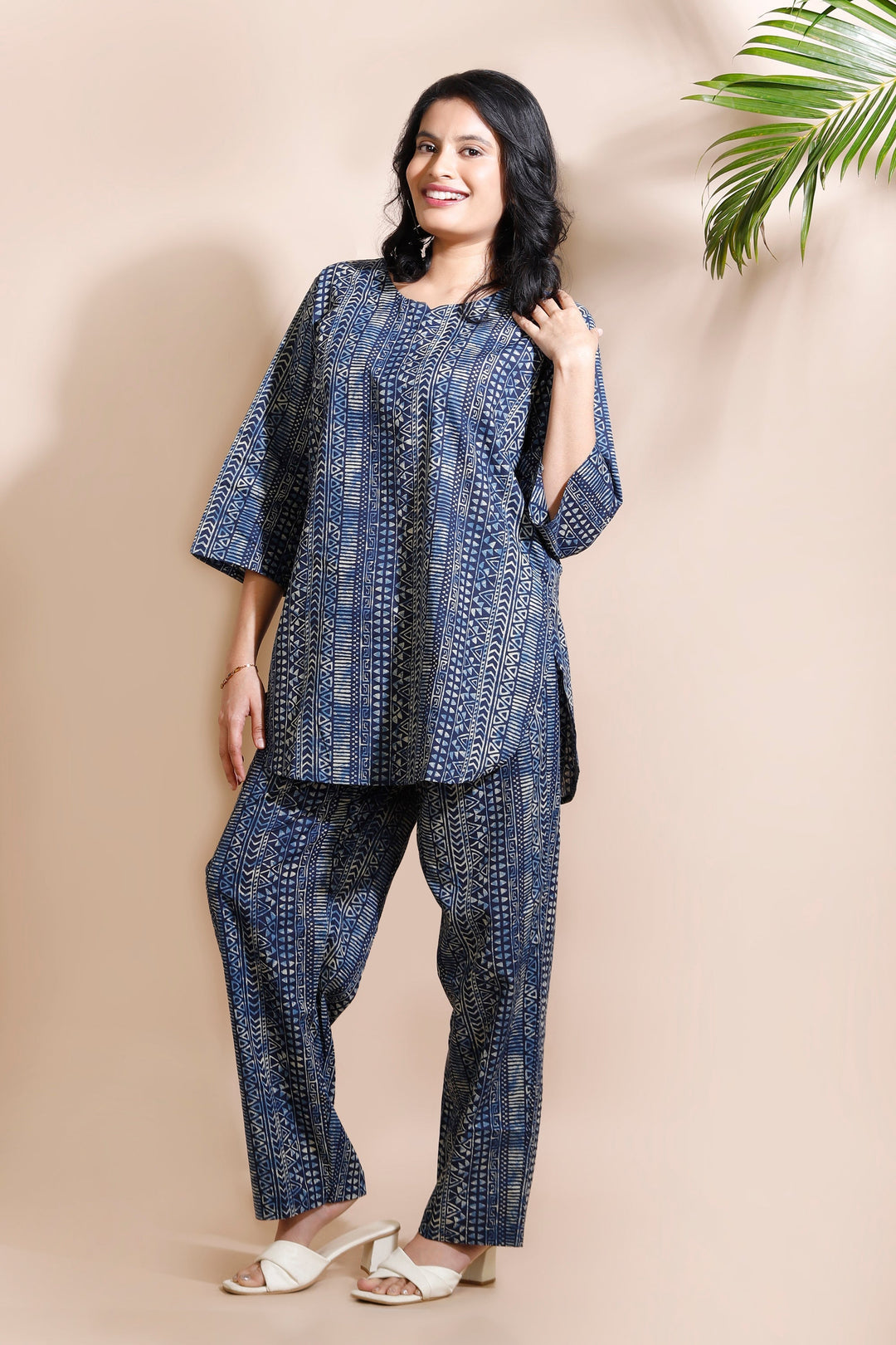 Nitara Blue Abstract Print Cotton Co-ord Set | SHOBITAM