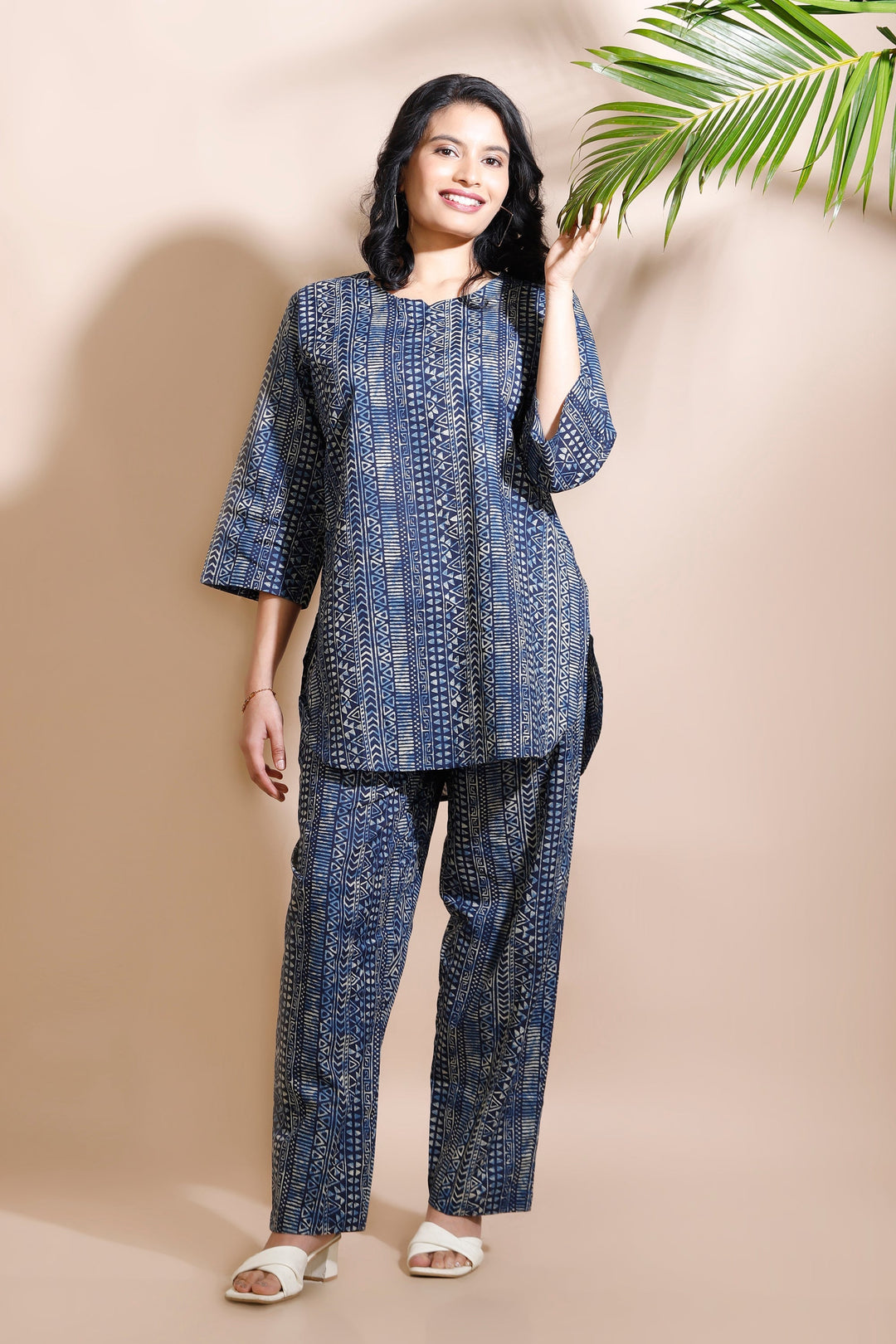 Nitara Blue Abstract Print Cotton Co-ord Set | SHOBITAM