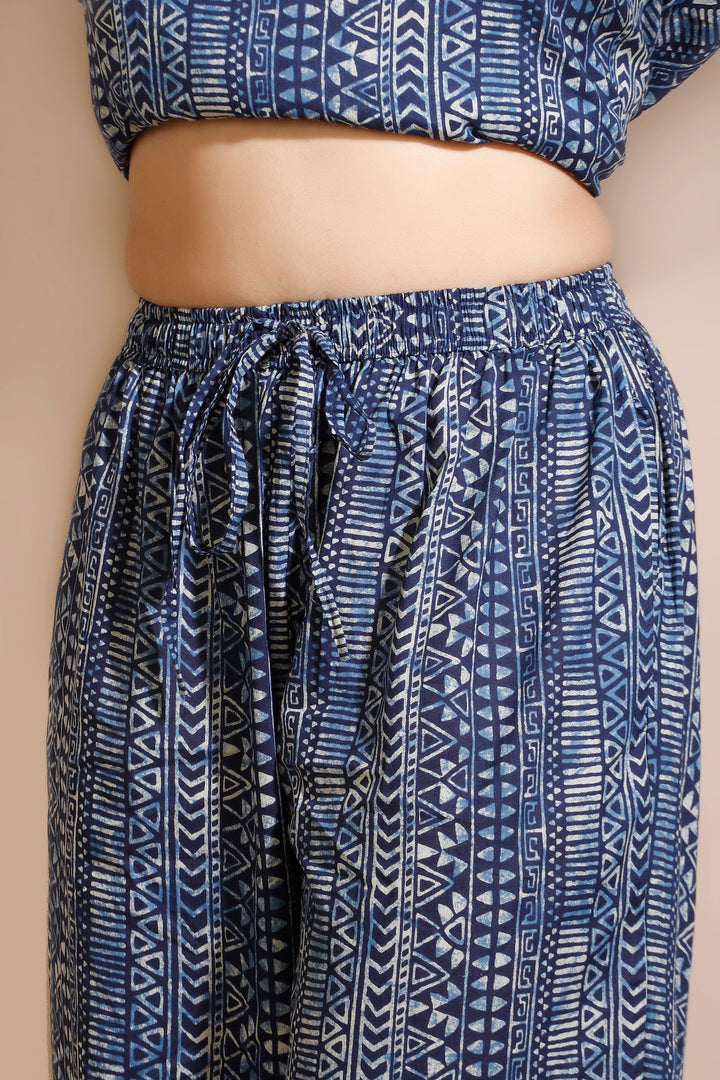 Nitara Blue Abstract Print Cotton Co-ord Set | SHOBITAM