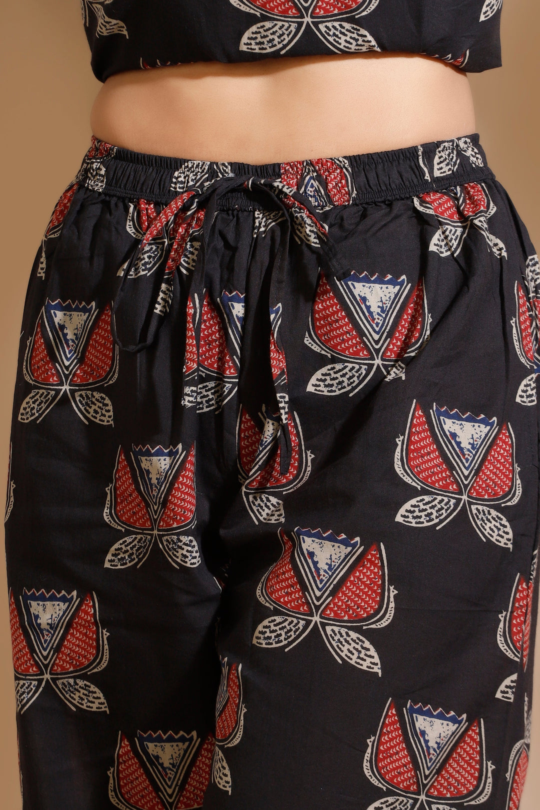 Raabta Black With Butta Cotton Loungewear Co-Ord Set | SHOBITAM