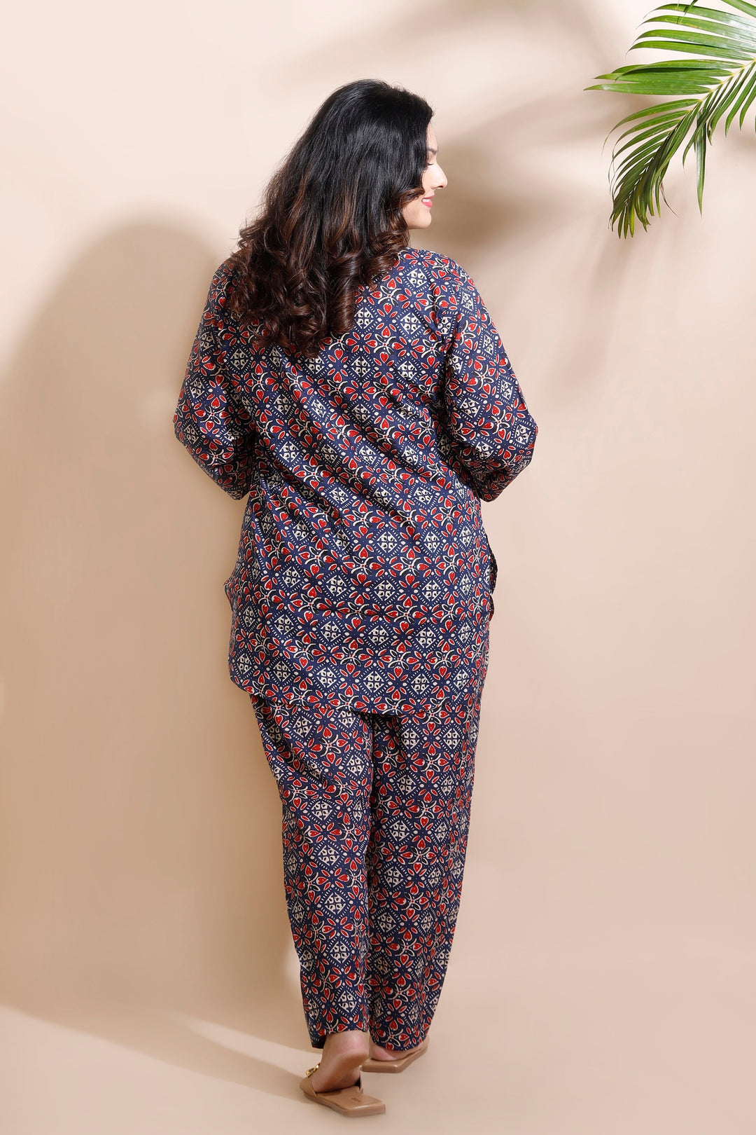 Mrignayani Blue Cotton Geometric Print Loungewear Co-ord Set | SHOBITAM