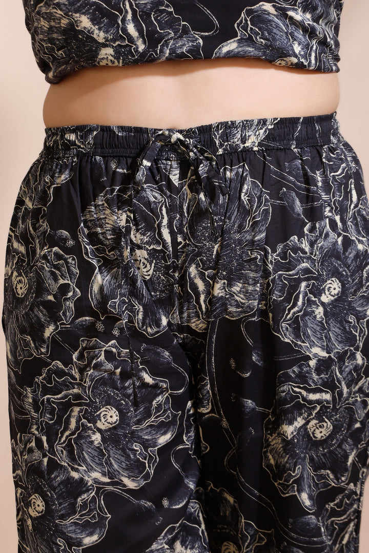 Mughdha Black Floral Print Cotton Co-ord Set | SHOBITAM