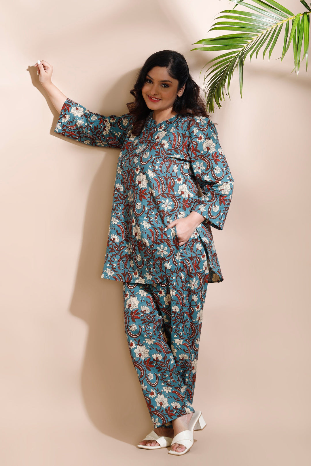Aangan Kalamkari Floral Cotton Co-ord Set | SHOBITAM