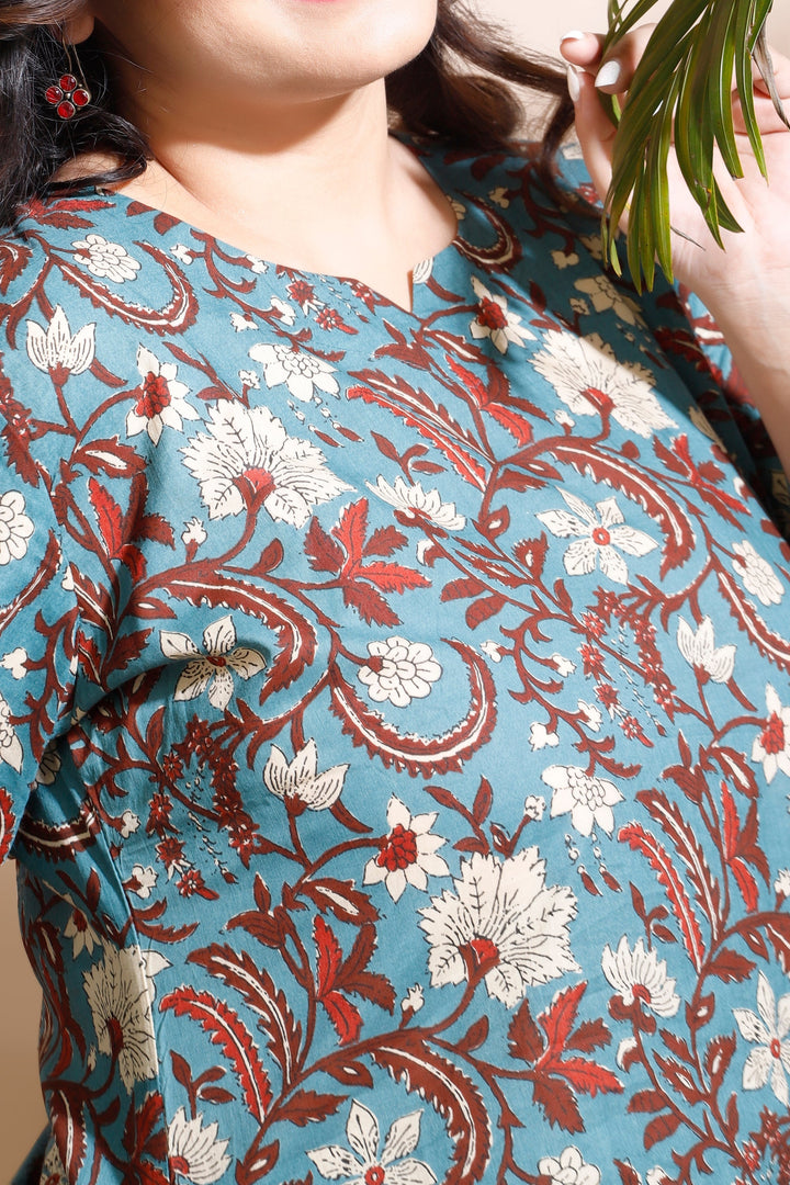 Aangan Kalamkari Floral Cotton Co-ord Set | SHOBITAM