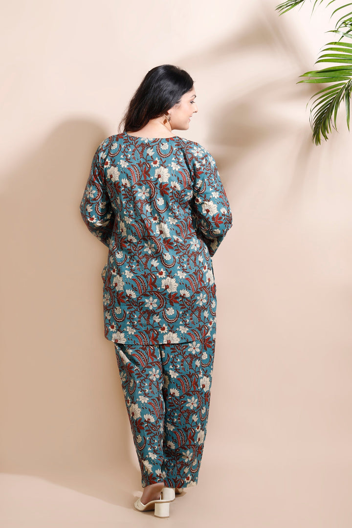 Aangan Kalamkari Floral Cotton Co-ord Set | SHOBITAM