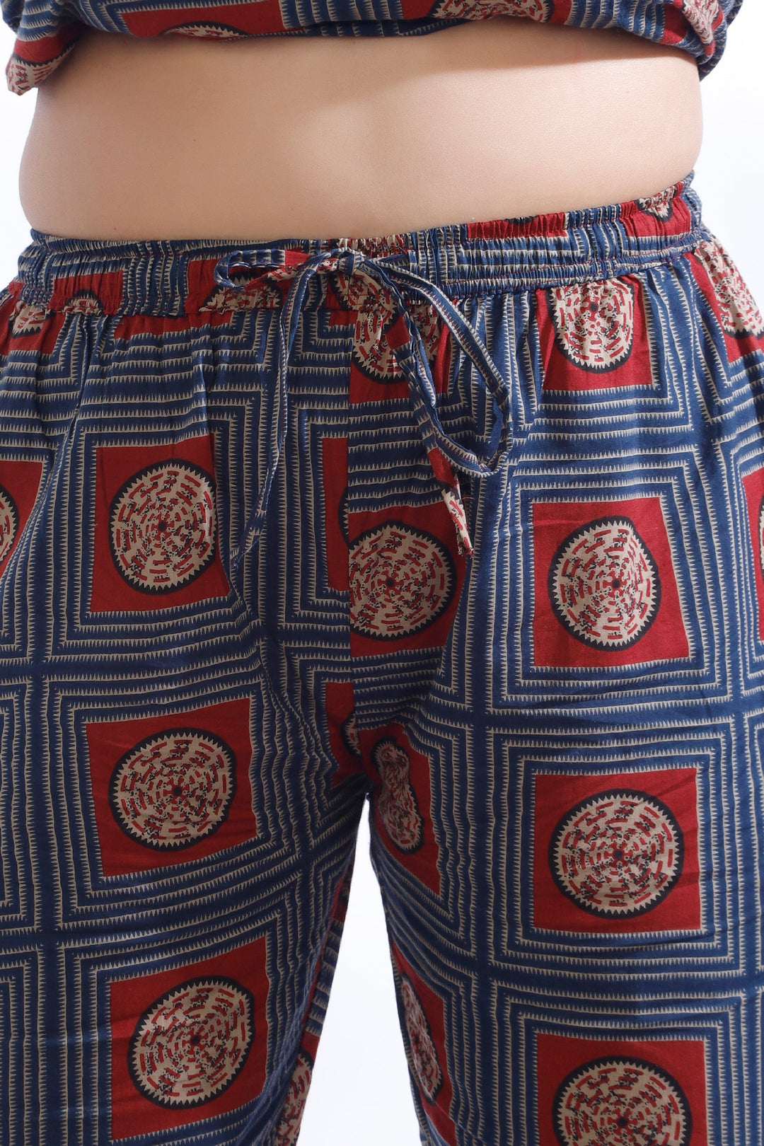 Mandala Blues Cotton Geometric Print Loungewear Co-ord Set | SHOBITAM