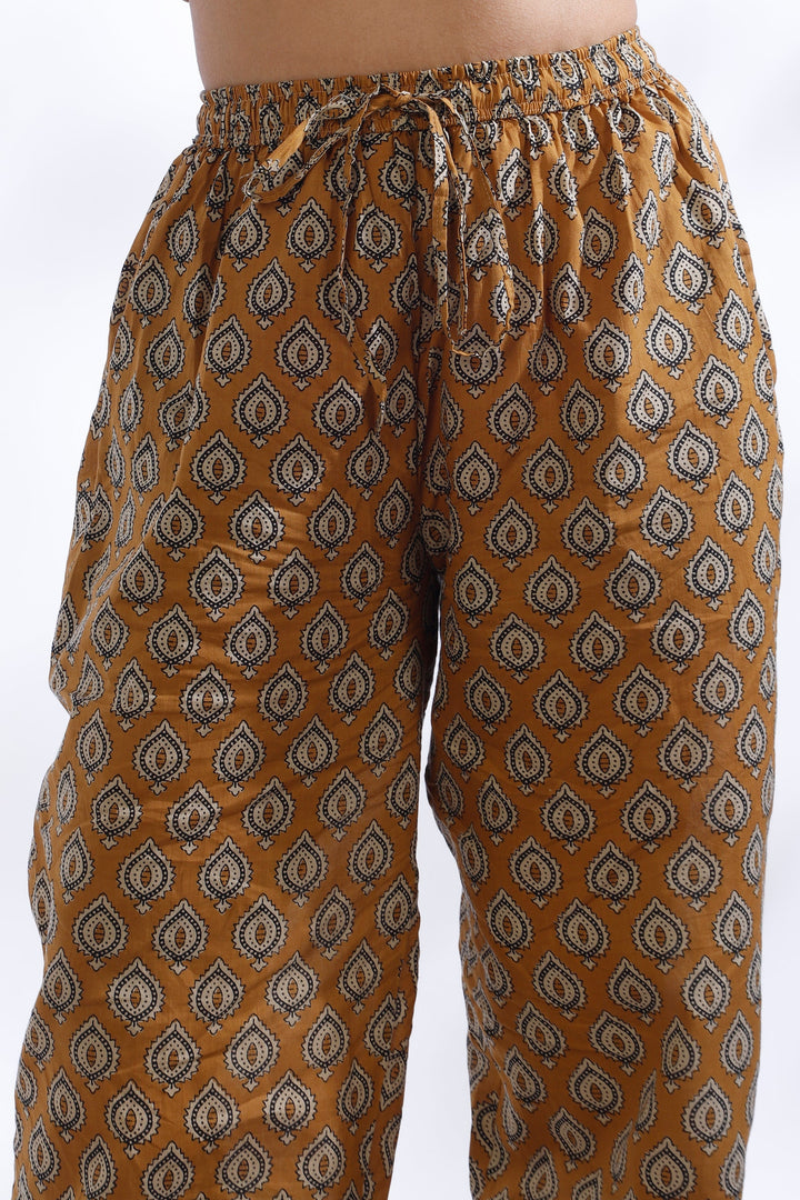 Mustard Maati Butta Print Cotton Co-ord Set | SHOBITAM