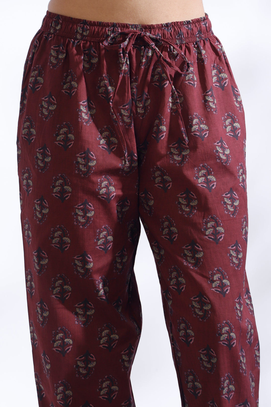 Jamun Floral Buti Cotton Indian Loungewear Co-ord Set | SHOBITAM