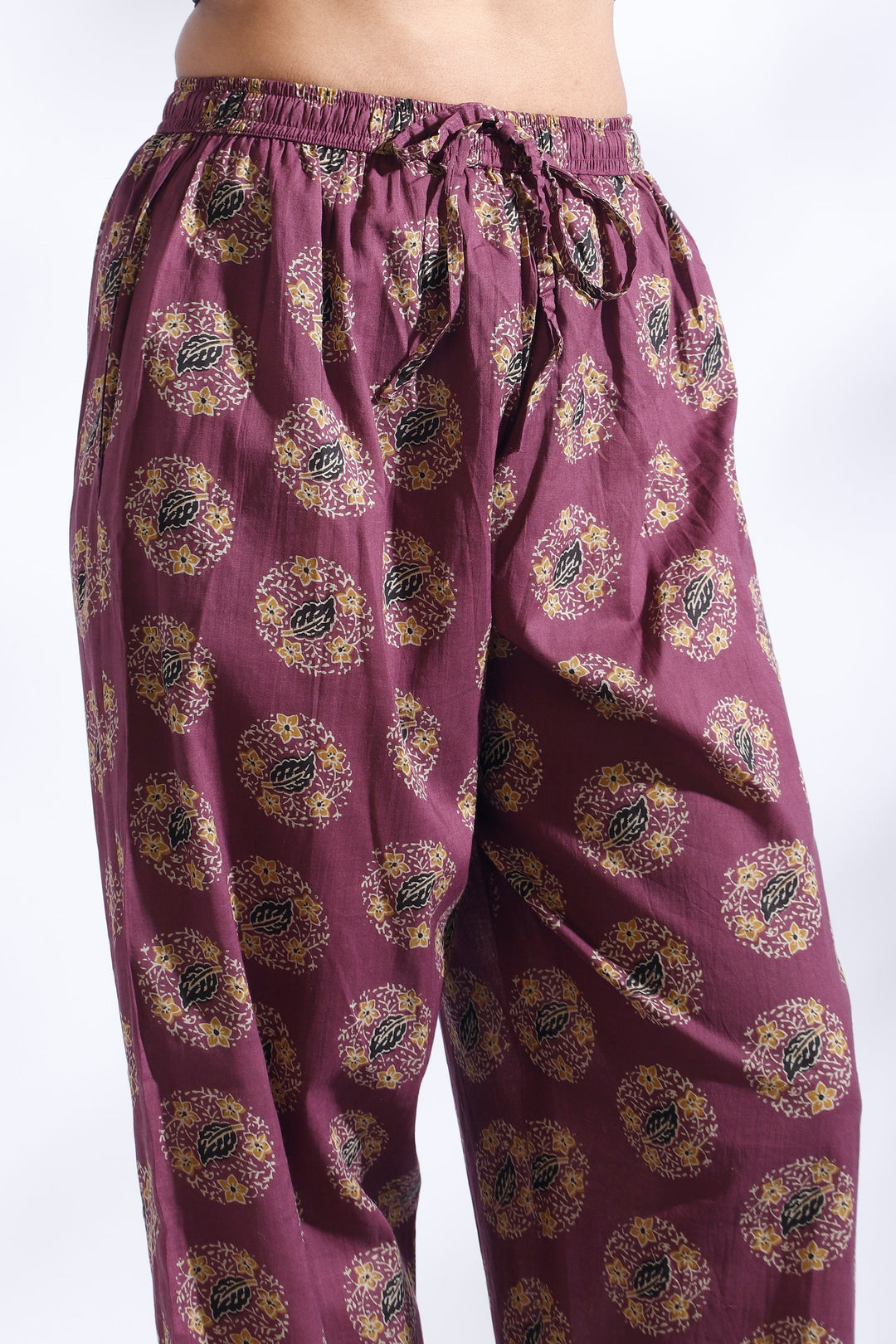 Vartika Wine Indian Motif Butta Print Cotton Co-ord Set | SHOBITAM