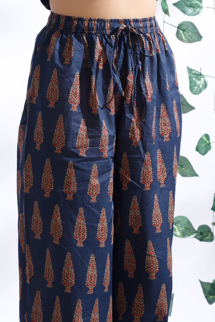 Dhairya Blue Ethnic Motif Butta Print Cotton Co-ord Set | SHOBITAM