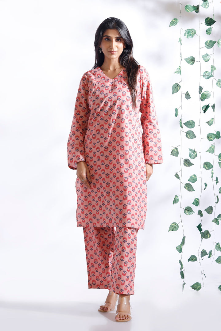 Krisumi Butta Print Cotton Loungewear Long Kurta Co-ord Set | SHOBITAM