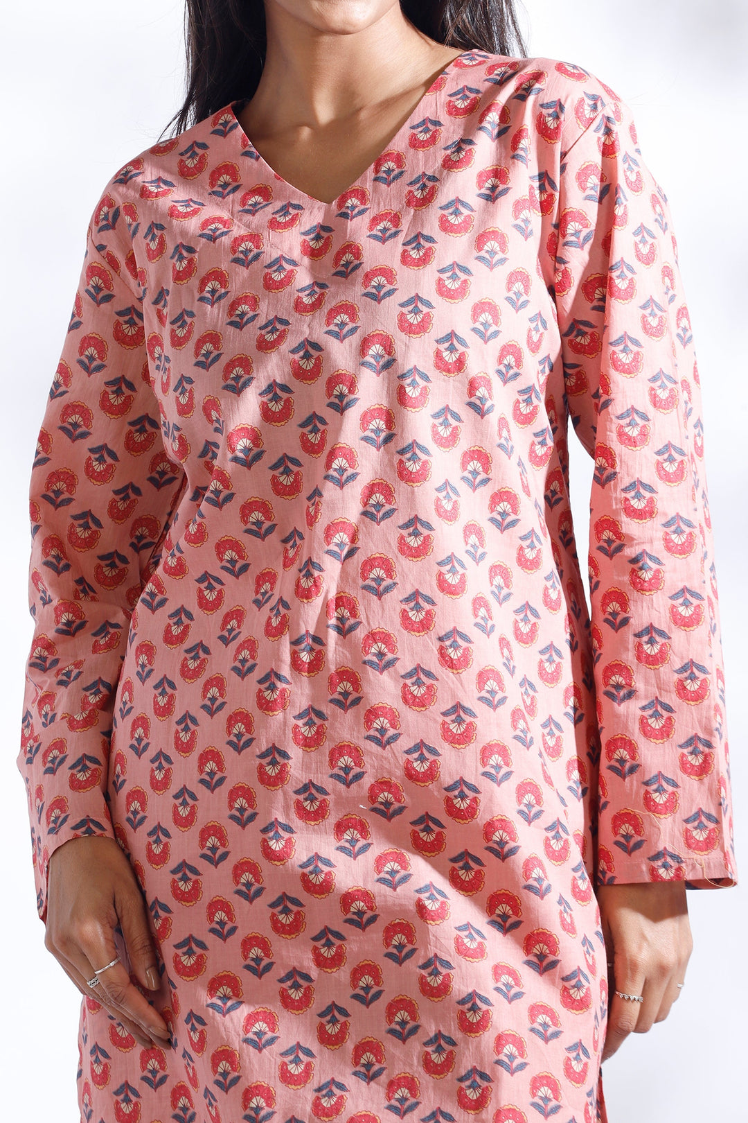 Krisumi Butta Print Cotton Loungewear Long Kurta Co-ord Set | SHOBITAM
