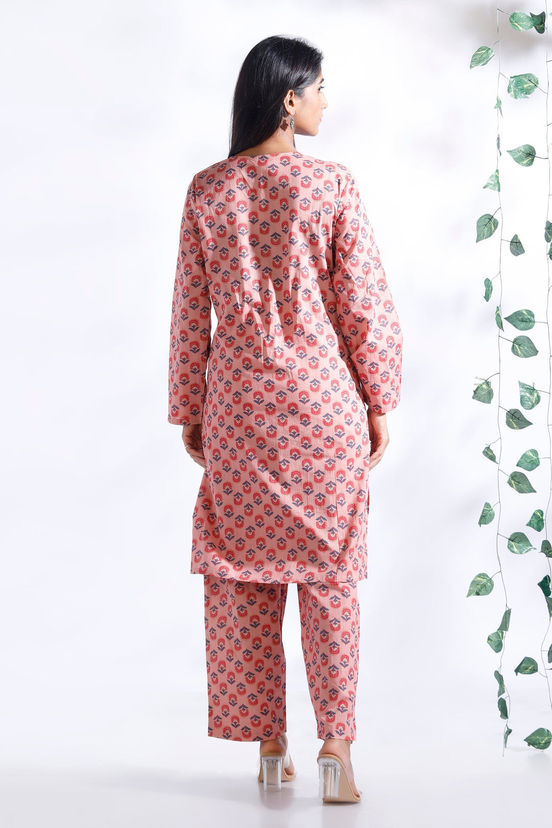 Krisumi Butta Print Cotton Loungewear Long Kurta Co-ord Set | SHOBITAM