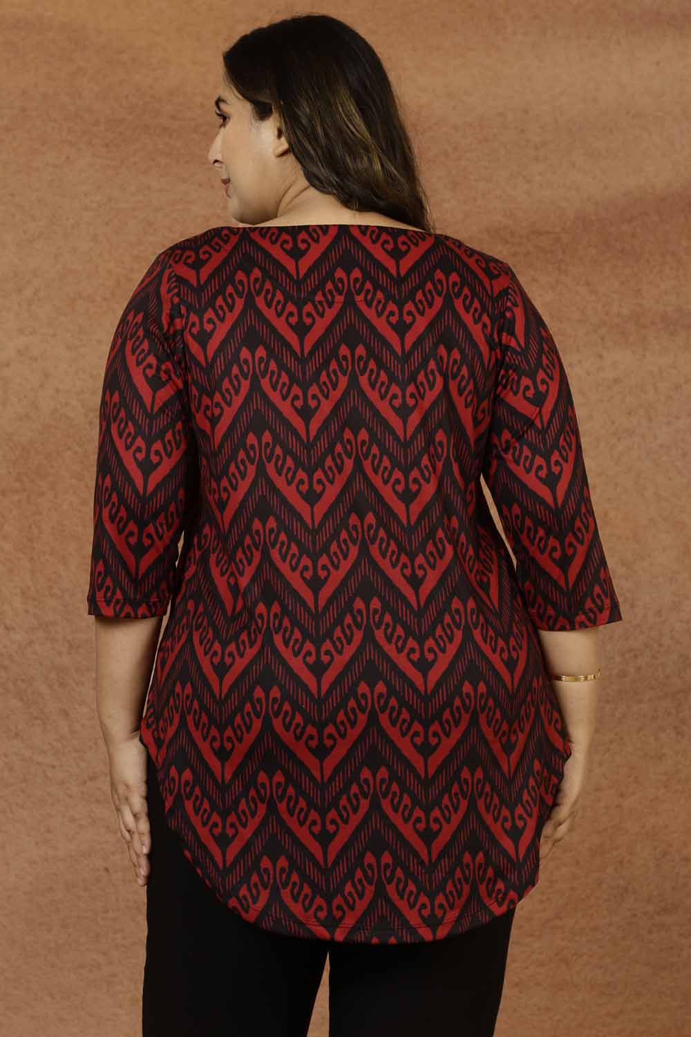 Maroon Black Plus Size Top in Soft knitted fabric | Made to Order