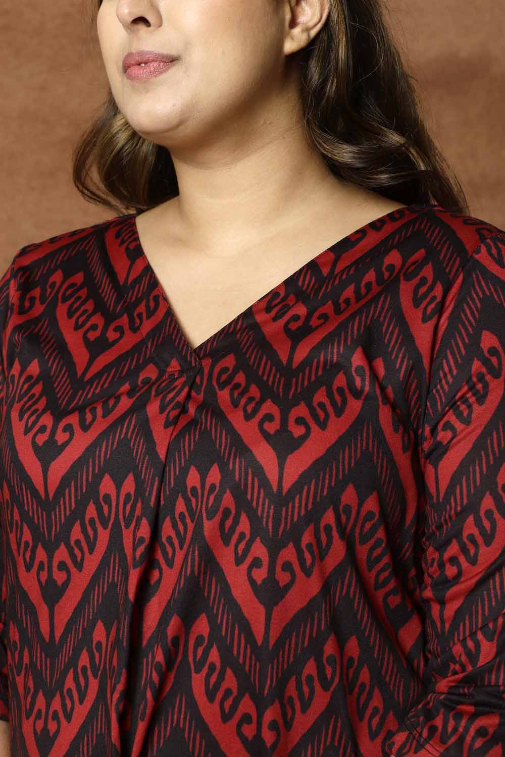 Maroon Black Plus Size Top in Soft knitted fabric | Made to Order