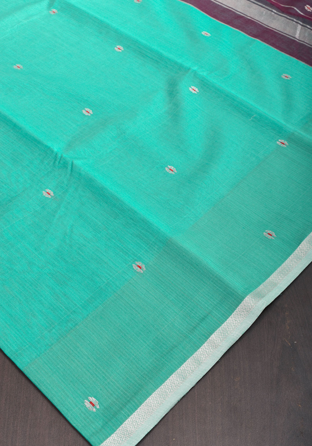 Handwoven Maheshwari Silk Cotton Saree  in Teal with minimal zari borders| Sarees By Shobitam