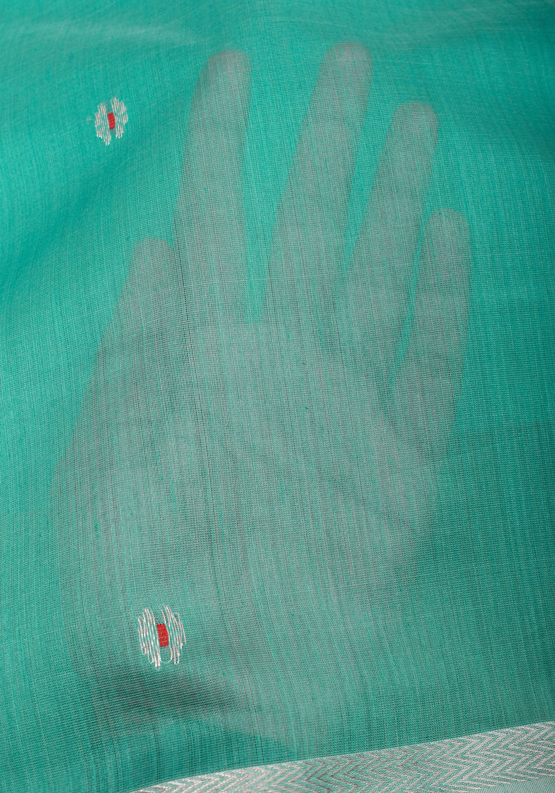 Handwoven Maheshwari Silk Cotton Saree  in Teal with minimal zari borders| Sarees By Shobitam