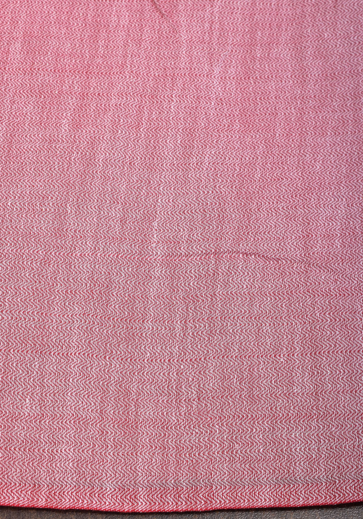 Handwoven Maheshwari Reversible Saree in Cotton in Baby pink and red dual tone No blouse Piece