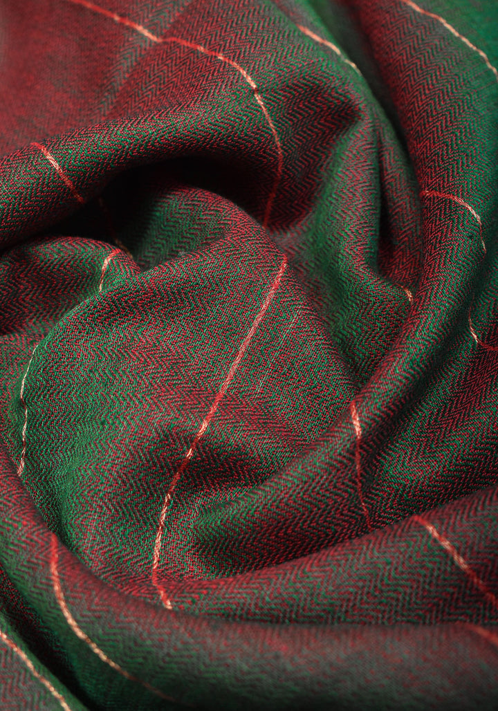 Handwoven Maheshwari Reversible Cotton Saree in Green and No blouse Piece