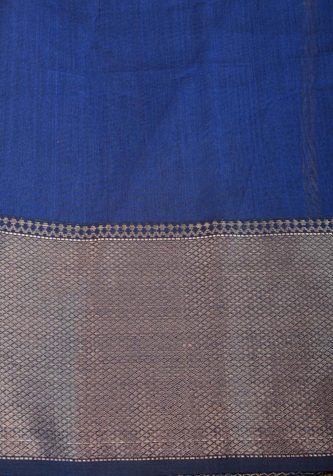 Handwoven Maheshwari Silk Cotton Saree in Moss Green with zari borders | SHOBITAM