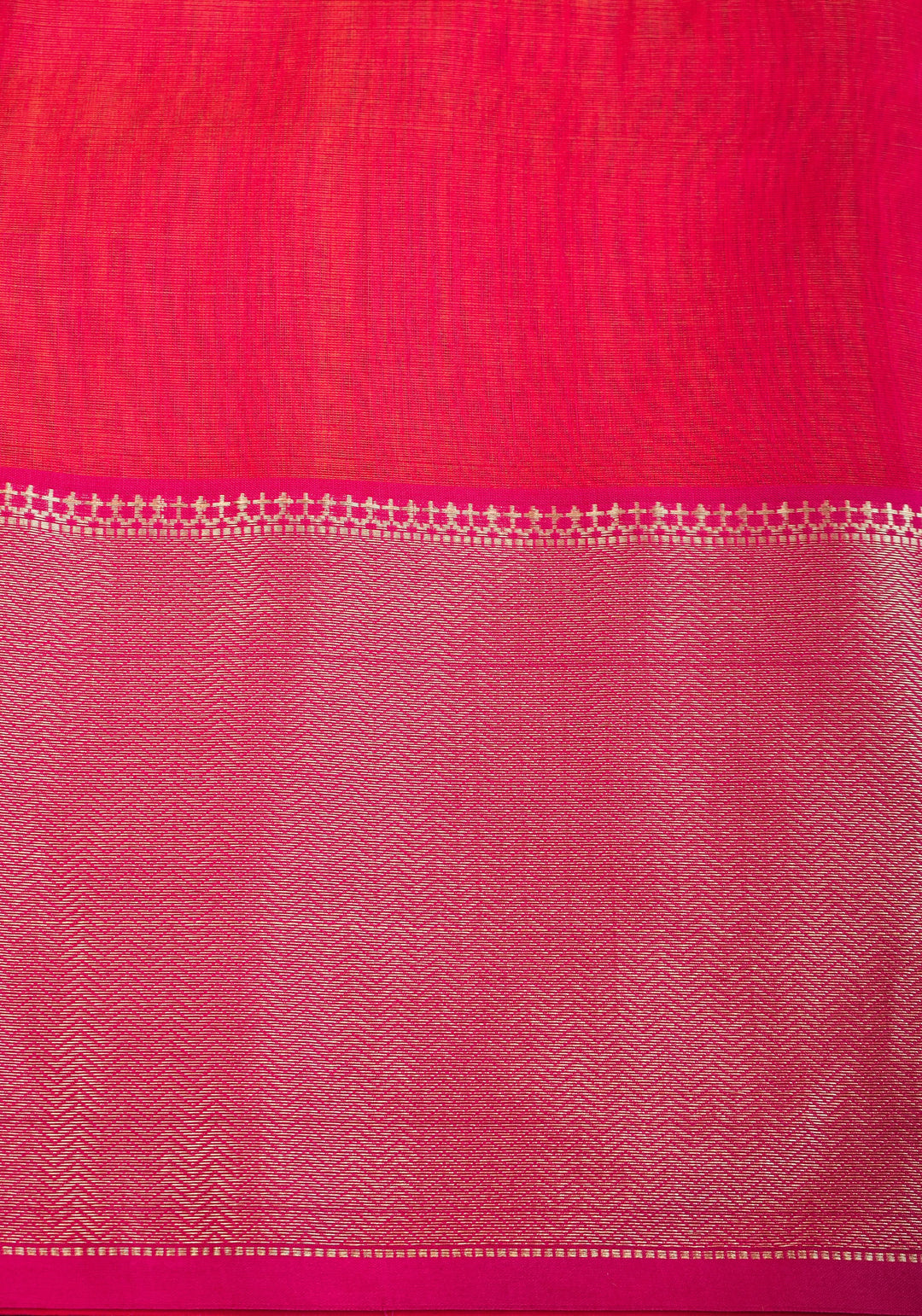 Handwoven Maheshwari Silk Cotton Saree in Orange and Pink Combination with Zari Border