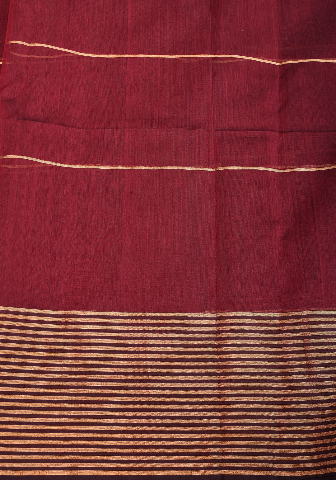 Maheshwari Silk Cotton Saree in Maroon with Stripes and Buttas
