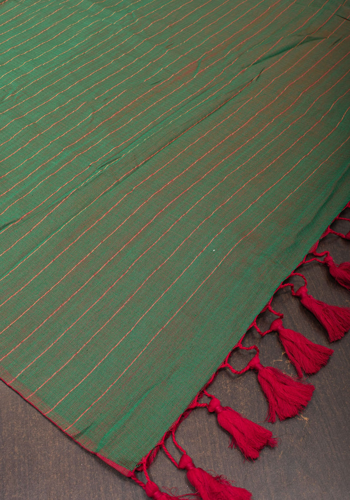 Reversible  Maheshwari Mercerised Cotton Saree with extralong tassels, no blouse piece