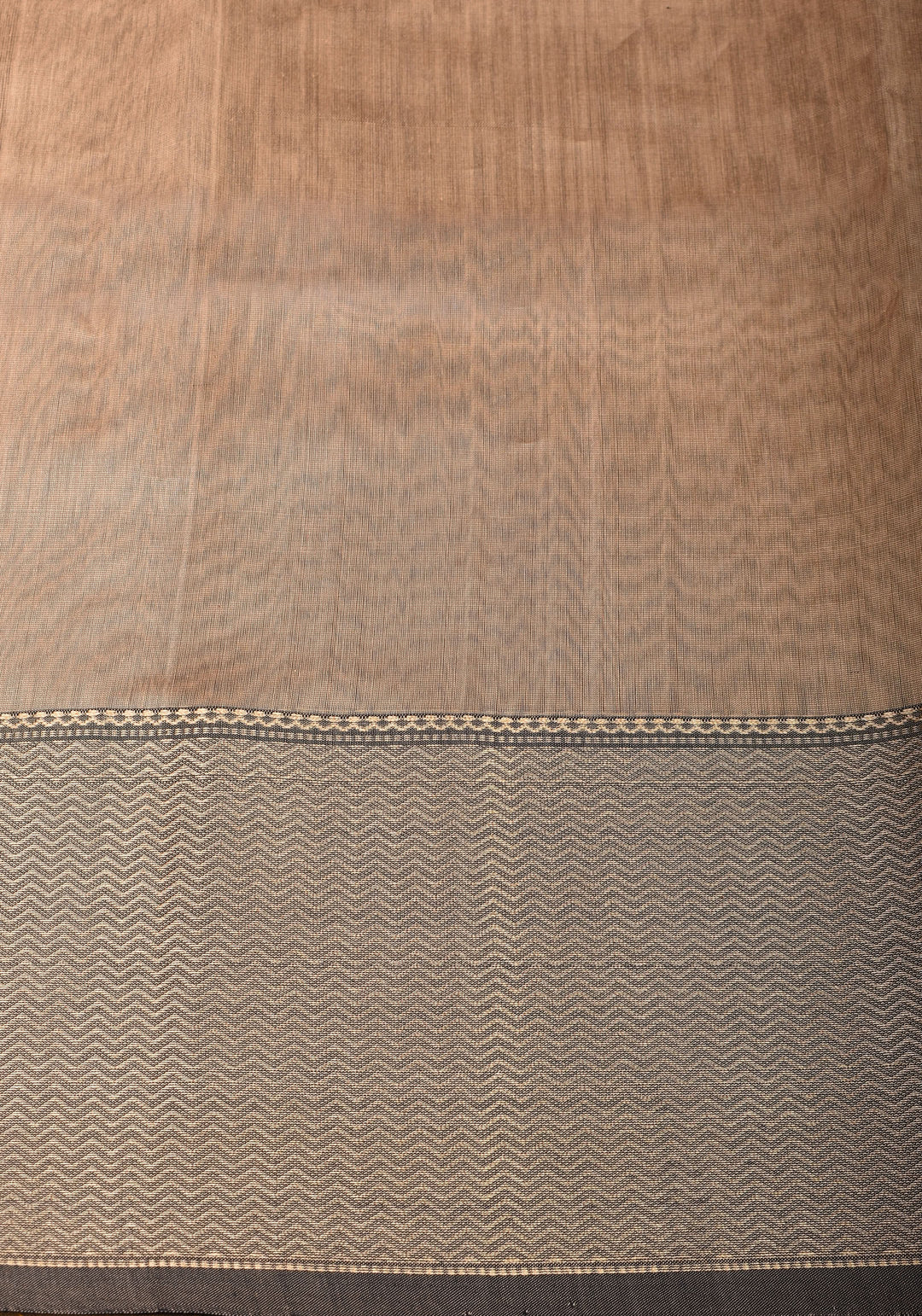 Yellowish Orange Handwoven Maheshwari Silk Cotton Saree with Zari borders