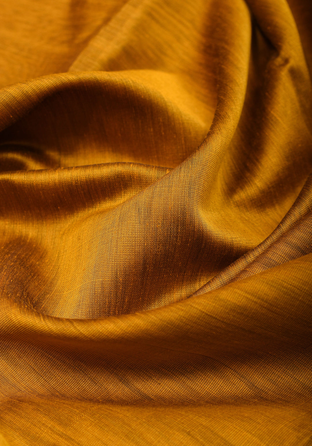 Yellowish Orange Handwoven Maheshwari Silk Cotton Saree with Zari borders