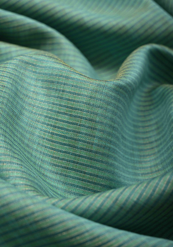 Aqua Handwoven Maheshwari Silk Cotton Saree with Contrast Zari Borders