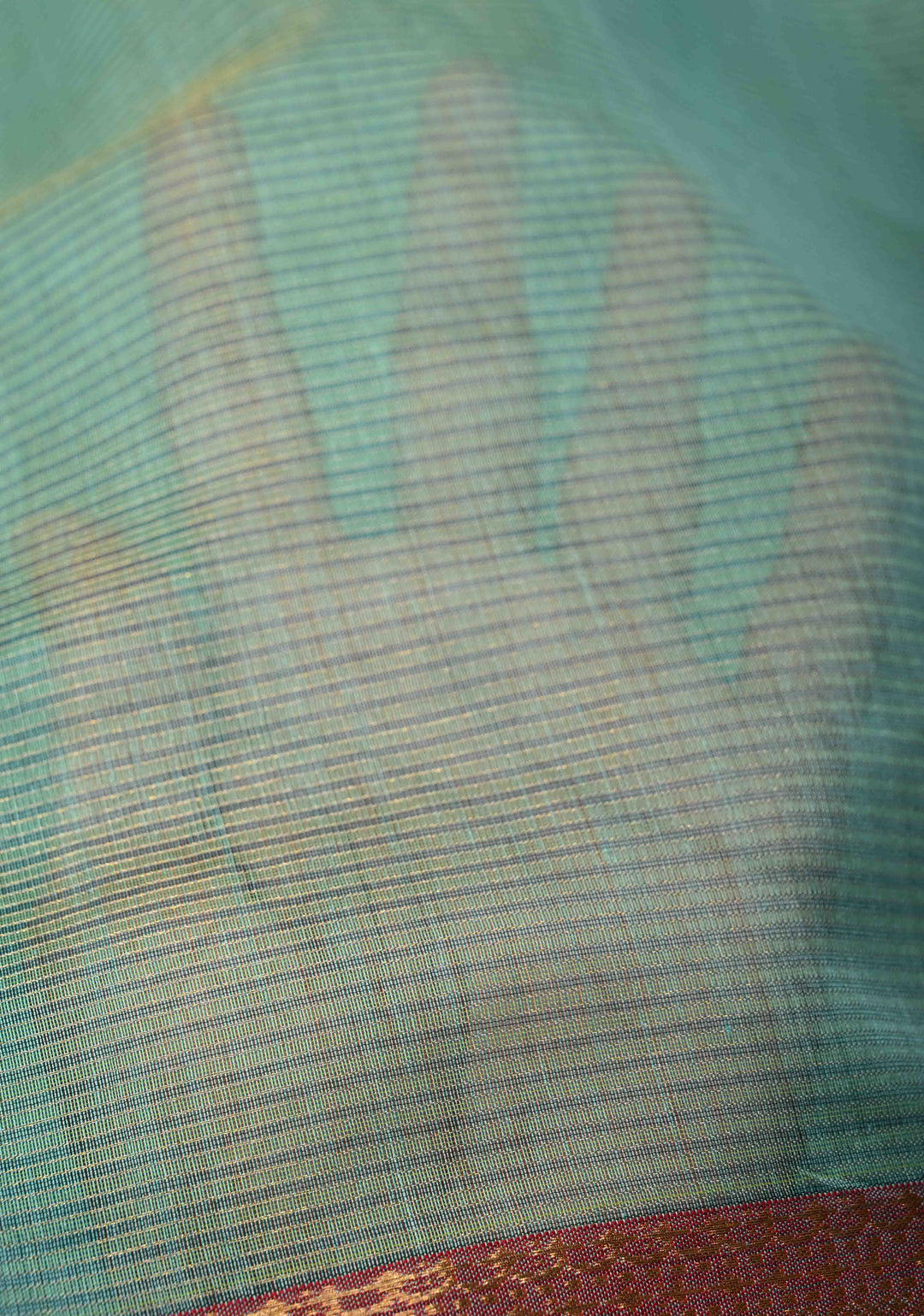 Aqua Handwoven Maheshwari Silk Cotton Saree with Contrast Zari Borders