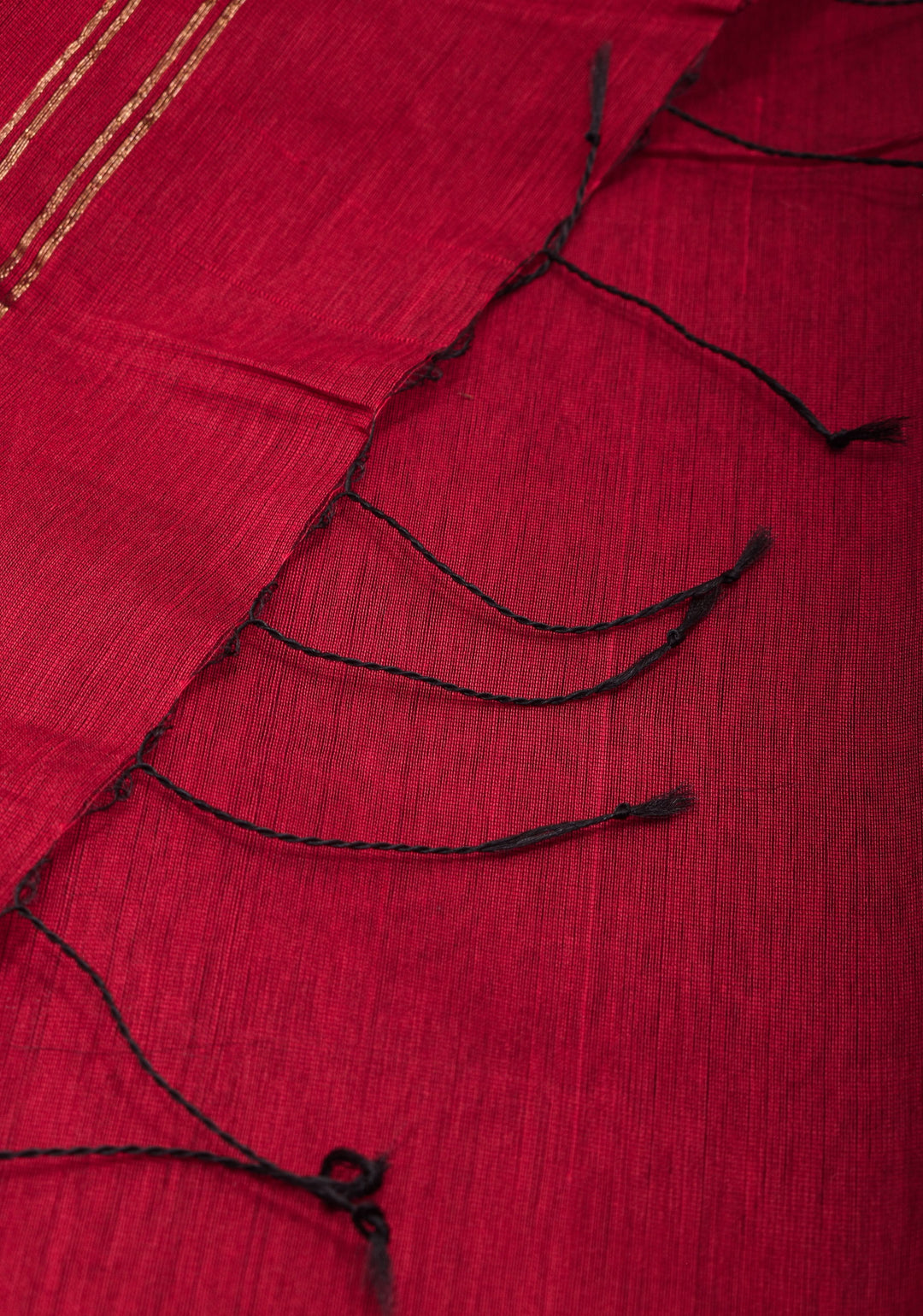 Red Handwoven Zari Stripes Tissue Maheshwari Silk Cotton Saree