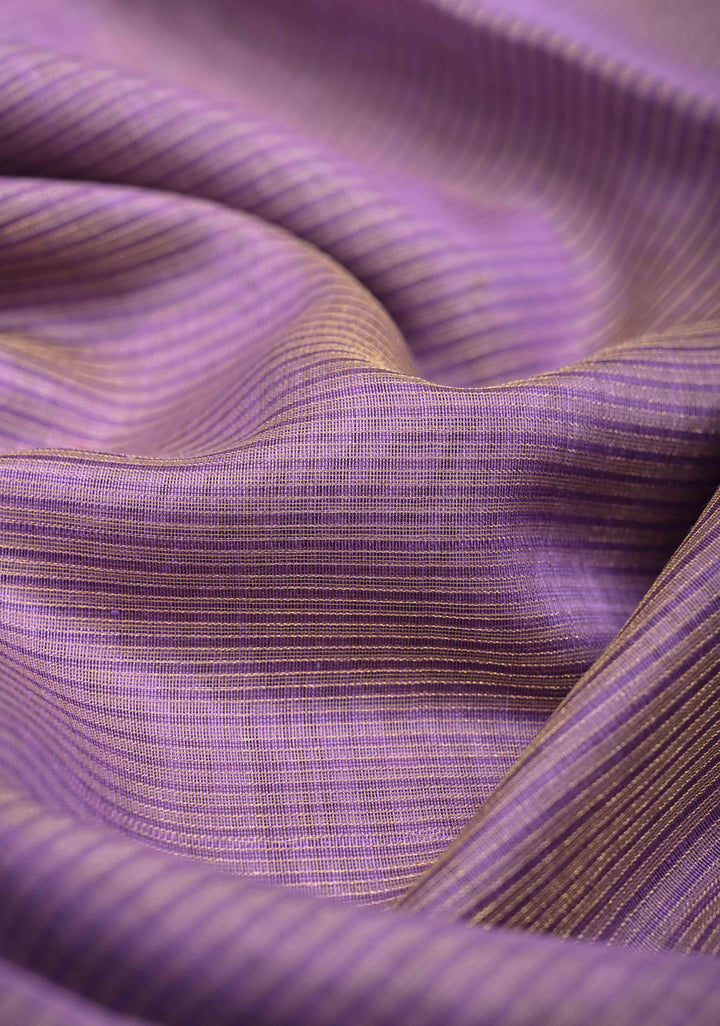 Lavender Handwoven Zari Stripes Maheshwari Silk Cotton Saree