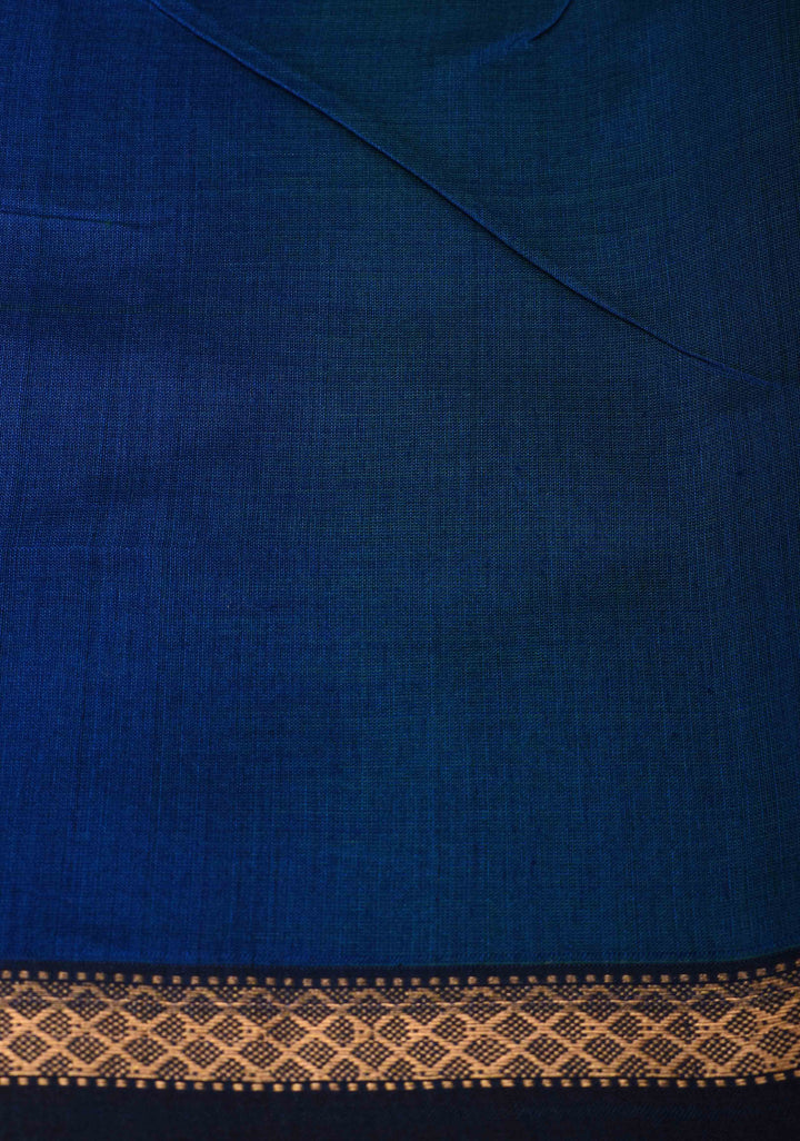 Blue Ombre Handwoven Maheshwari Silk Cotton Saree with Zari Stripes and Minimal Zari Border