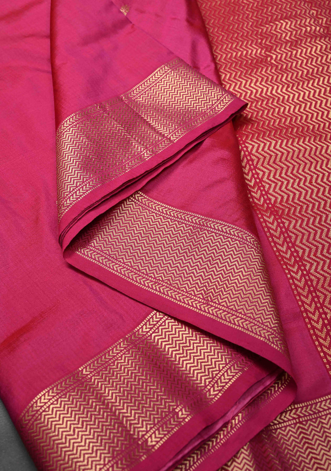 Hot Pink Maheshwari Pure Silk Saree with Chunri Buttis and Zari Border | SILK MARK CERTIFIED
