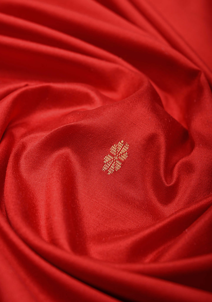 Red Maheshwari Pure Silk Saree with Zari Buttis and Zari Border |SILK MARK CERTIFIED
